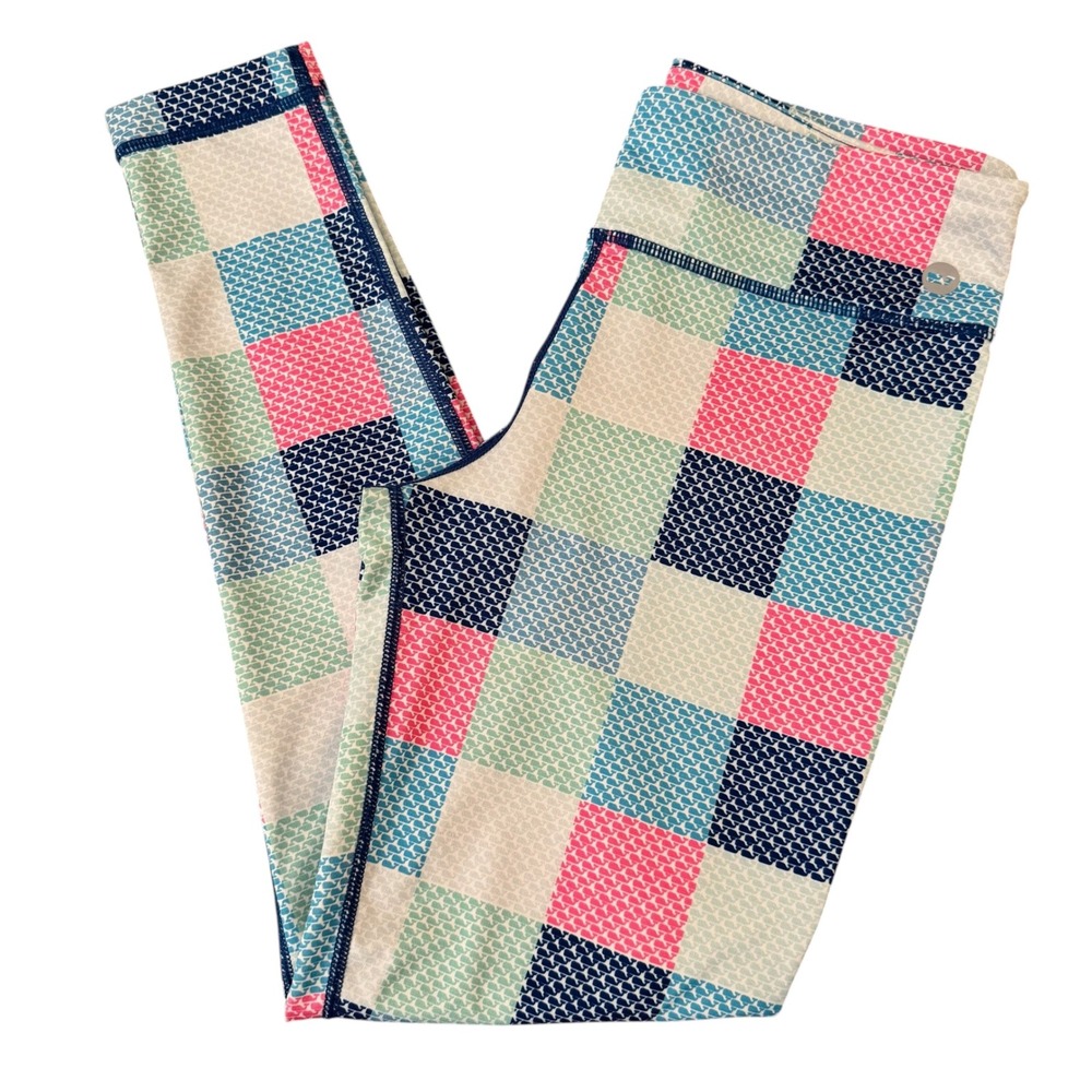 Vineyard Vines XL Multi Patchwork Whale Print Womens Performance Leggings